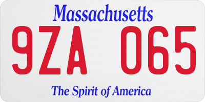 MA license plate 9ZA065