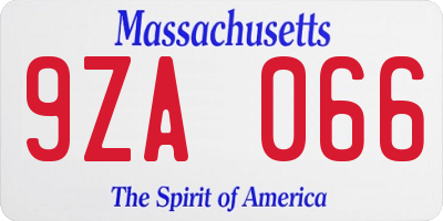 MA license plate 9ZA066