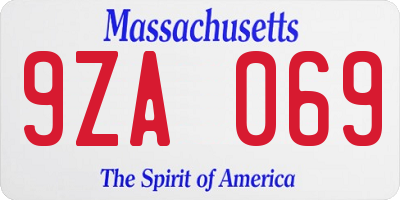 MA license plate 9ZA069