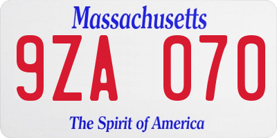 MA license plate 9ZA070