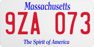 MA license plate 9ZA073