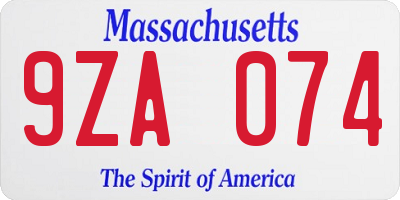 MA license plate 9ZA074