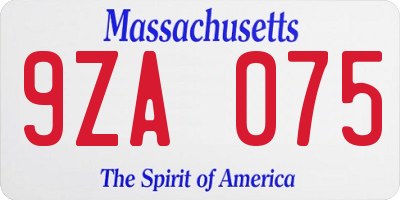 MA license plate 9ZA075