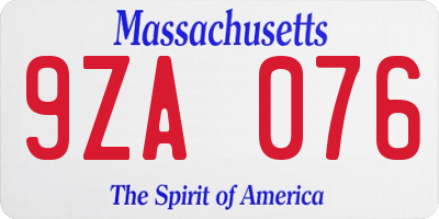 MA license plate 9ZA076