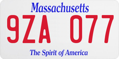 MA license plate 9ZA077