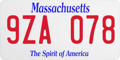 MA license plate 9ZA078