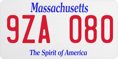 MA license plate 9ZA080