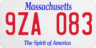 MA license plate 9ZA083