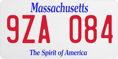 MA license plate 9ZA084