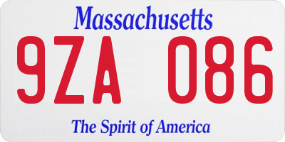 MA license plate 9ZA086