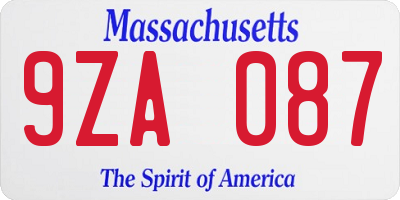 MA license plate 9ZA087