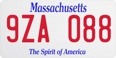 MA license plate 9ZA088