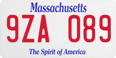 MA license plate 9ZA089