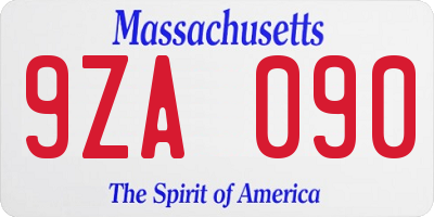 MA license plate 9ZA090