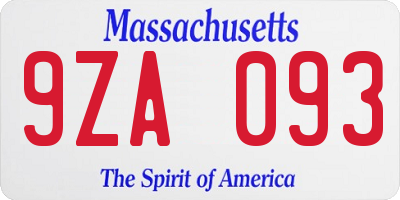 MA license plate 9ZA093