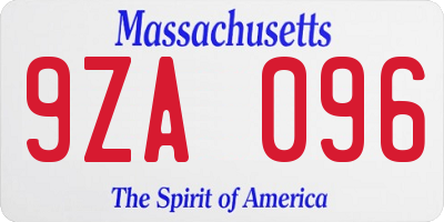 MA license plate 9ZA096