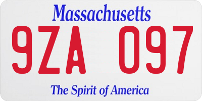 MA license plate 9ZA097