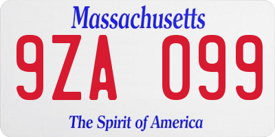 MA license plate 9ZA099