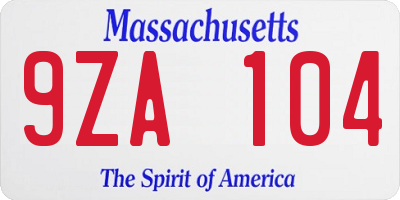 MA license plate 9ZA104