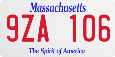 MA license plate 9ZA106