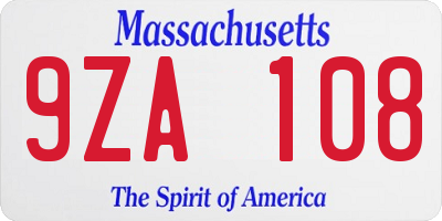 MA license plate 9ZA108
