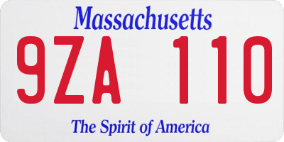 MA license plate 9ZA110