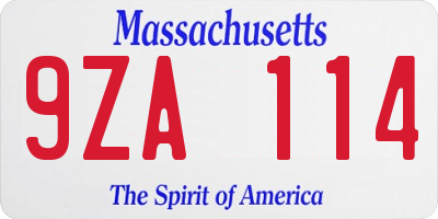 MA license plate 9ZA114