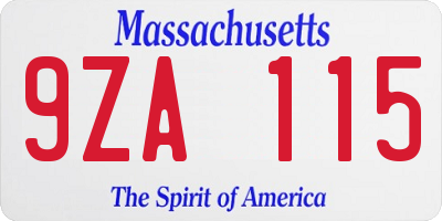 MA license plate 9ZA115