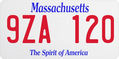 MA license plate 9ZA120