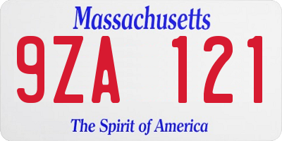 MA license plate 9ZA121