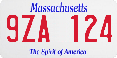 MA license plate 9ZA124