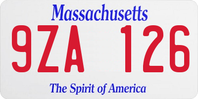 MA license plate 9ZA126