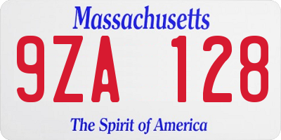 MA license plate 9ZA128