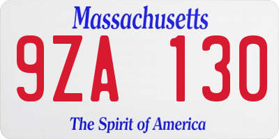MA license plate 9ZA130