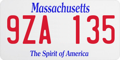 MA license plate 9ZA135