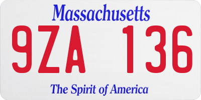 MA license plate 9ZA136