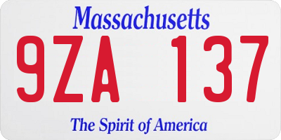 MA license plate 9ZA137