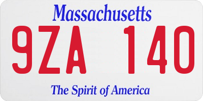 MA license plate 9ZA140