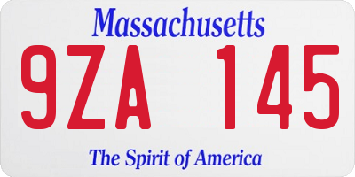 MA license plate 9ZA145