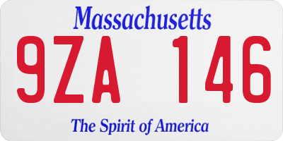 MA license plate 9ZA146