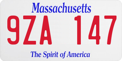 MA license plate 9ZA147