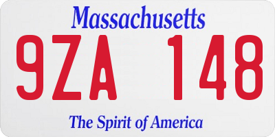 MA license plate 9ZA148