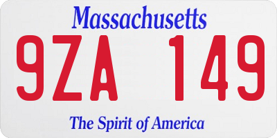 MA license plate 9ZA149
