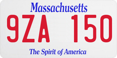 MA license plate 9ZA150