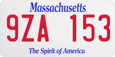 MA license plate 9ZA153