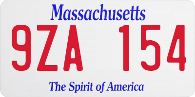 MA license plate 9ZA154