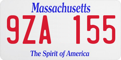 MA license plate 9ZA155
