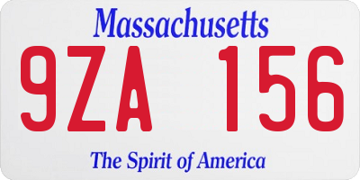 MA license plate 9ZA156