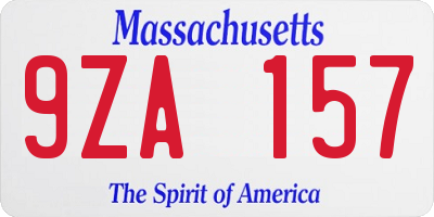 MA license plate 9ZA157