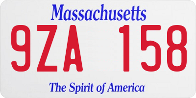 MA license plate 9ZA158